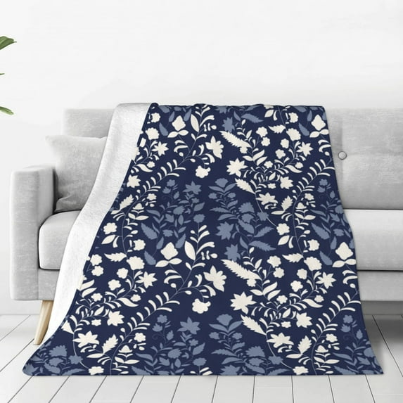Honeii Plant Print Fleece Blanket - Throw Blanket for Bed, Sofa, Couch, Camping, and Travel , Microplush Ultra Soft Warm Blanket-50"x40"