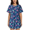 thumbnail image 1 of Honeii Plants And Flamingos for Women's Summer Pajama Set featuring Soft Short Sleeve Shirt & Matching Bottoms with Convenient Pockets for Relaxed Home Wear-Small, 1 of 6