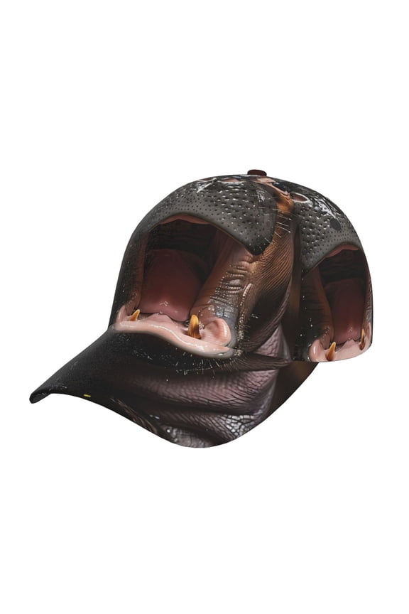 Playful Baby Hippo Splash Print Hat, Women's Baseball Hat Unisex Fit, Baseball Cap,Adjustable One Size