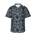 thumbnail image 1 of Honeii Playful Foxes Forest Blues Print Men’s Hawaiian Shirt,Classic Button-Down Short Sleeve Shirt, for Beach, Vacation, and Outdoor Activities,Small, 1 of 7