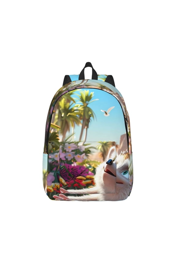 Playful Hedgehog Forest Pond Print Canvas College Laptop Backpack, Durable Rucksack Travel Notebook Bag School Backpack Book Bag for Men Women-Small