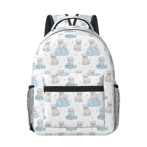 Honeii Playful Polar Bear Pals Print Backpack for School,15.6 inch Laptop Back Pack for High School and College Students, Waterproof Computer Bookbag-One Size