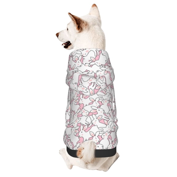 Honeii Playing Rabbit Print Small Dog Hoodies Pet Hooded Sweatshirts Fall Winter Puppy Cat Sweaters Warm Clothes for Small Dogs Outfits Costume-XX-Large