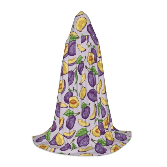 Honeii Plum Print Poncho Cape, Cloak Coat, Snuggly Hooded Wearable Blanket, Hooded Cape For Teenagers,Halloween Costumes-Medium