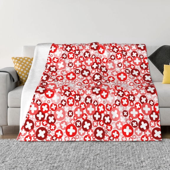 Honeii Plus Cross print throw blanket, crafted from cozy cotton flannel, offers versatile home decor as a bedding suitable for all seasons.-