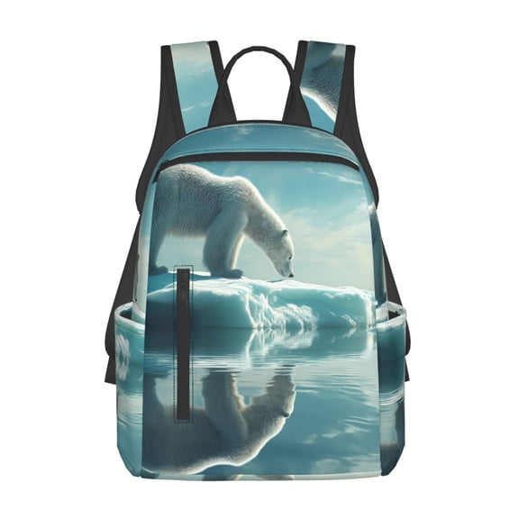 Honeii Polar Bear On Iceberg Print Lightweight Backpacks,Carry on Backpack,Durable Backpack for School, Work & Travel