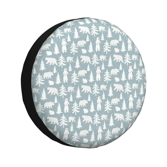Honeii Polar Bears And Snowy Winter Print Tire Covers, Waterproof Anti-UV Sun Snow Rain Tire Covers for Trailers, RV, Camper, SUV, Truck-17 inch