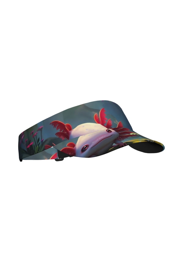 Pond Cute Axolotl Print Adult Sunscreen Visor Cap, Adjustable Sun Protection Hat,Sun Visor Hats,UV Protection Outdoor Sports Golf Running Sun Caps