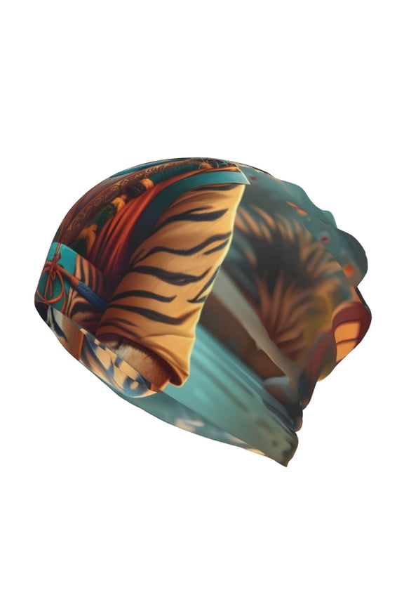 Pond Meditating Tiger Print Winter Beanie Daily Hat - Thermal Polar Fleece Ski Running Hat Skull Cap for Men and Women,Beanie