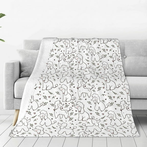 Honeii Poodle Dog Print Fleece Blanket - Throw Blanket for Bed, Sofa, Couch, Camping, and Travel , Microplush Ultra Soft Warm Blanket-40"x30"
