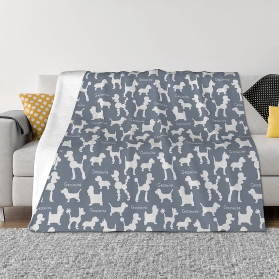 Honeii Poodle Dog print throw blanket, crafted from cozy cotton flannel, offers versatile home decor as a bedding suitable for all seasons.-40"x30"