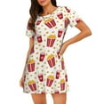 thumbnail image 1 of Honeii Popcorn Print Women's Loose Short Sleeve Nightgown, Soft Cotton Sleepwear, Comfy Loose Fit Pajama Dress for Sleep and Lounge, 1 of 6