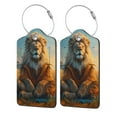 thumbnail image 1 of Honeii Prairie Meditating Lion Print Leather Luggage Tag for Suitcases,ID Tags,Bag Tags for Luggage,Functional Travel Tag-4 PCS, 1 of 5