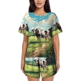 thumbnail image 1 of Honeii Prairie Pasture Cow for Women's Summer Pajama Set featuring Soft Short Sleeve Shirt & Matching Bottoms with Convenient Pockets for Relaxed Home Wear-, 1 of 6