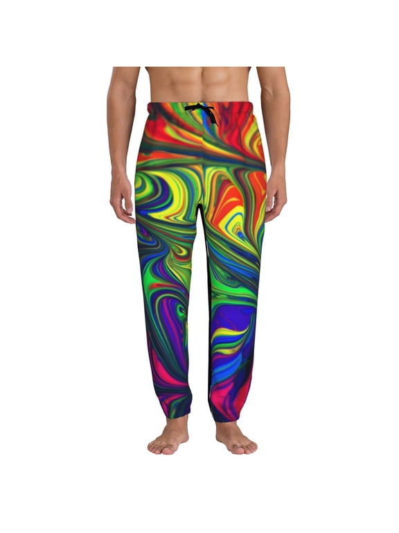 Pride Rainbow Print Mens Jogger Sweatpants, Men's Lounge Pants with Pockets-Large