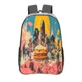 thumbnail image 1 of Honeii Psychedelic Band Hotdog Art Print Clear Backpack Heavy Duty Transparent Bag 17" See Through BookBag for Women Men Adults Work Festival Sports Travel, 1 of 7