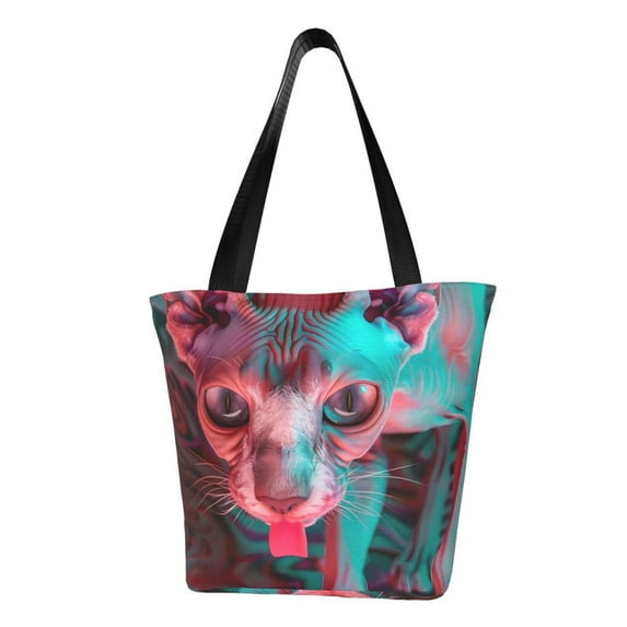 Honeii Psychedelic Hairless Cat Print Women Top Handle Satchel Handbags,Fashion Handbag,Messenger Tote Bag Purse for Women,Shoulder Bag Handbag for Travel, Work