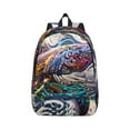 thumbnail image 1 of Honeii Psychedelic Shark Artwork Print Canvas College Laptop Backpack, Durable Rucksack Travel Notebook Bag School Backpack Book Bag for Men Women-Medium, 1 of 7