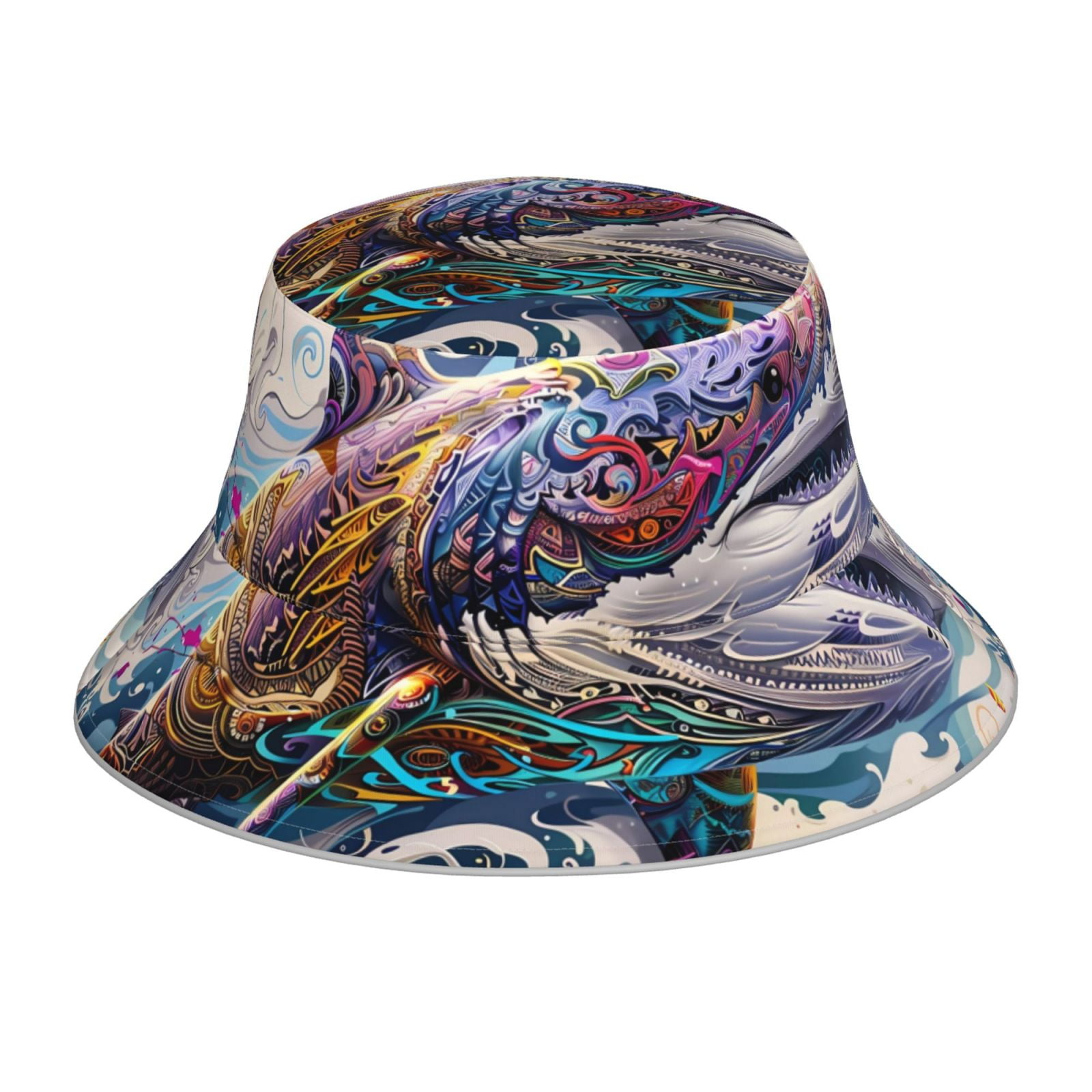 Honeii Psychedelic Shark Artwork for Unisex Bucket Hat Waterproof Rain ...