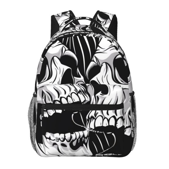 Honeii Psychedelic Skull Illusion Art Print Backpack for Both Men and Women, Basic Bookbag for College, Work, or Travel,Rucksack Computer Bag-One Size