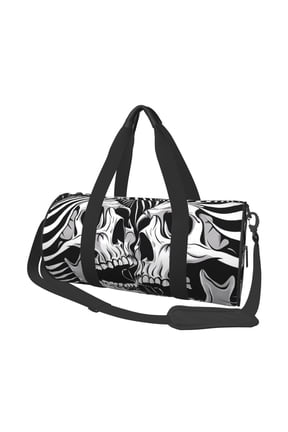 Psychedelic Skull Illusion Art Print Duffle Bag and Adjustable Strap,Foldable Travel Duffel Bags for Men Women,Waterproof Duffel Bags