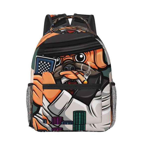 Honeii Pug Dog Print Backpack for School,15.6 inch Laptop Back Pack for High School and College Students, Waterproof Computer Bookbag-One Size
