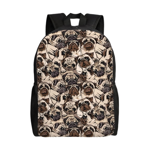 Honeii Pug Print Laptop Backpack for Work, College, Travel, Daily Backpacks for Men Women, Sport Rucksack,Computer Bag