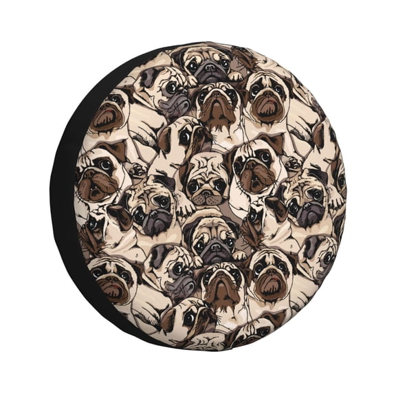 Honeii Pug Print Tire Covers, Waterproof Anti-UV Sun Snow Rain Tire Covers for Trailers, RV, Camper, SUV, Truck-