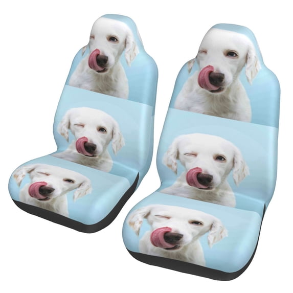 Honeii Puppy Licks Nose Print Car Seat Covers 2 Pieces, Full Set Universal Seat Covers for Cars, Waterproof Auto Seat Protectors