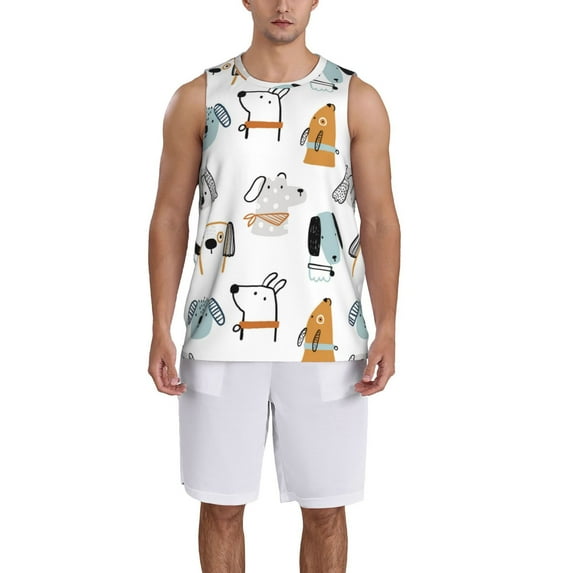 Honeii Puppy print basktball shirt for men and women, Unisex basketball jersey for Theme party-Medium