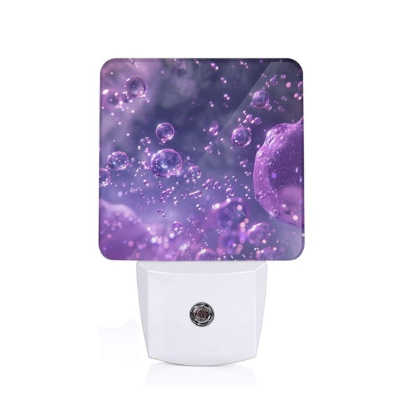 Honeii Purple Bubble Abstract Art Print LED Night Light with Light Sensor, Night Lights Plug Into Wall,Ideal for Bedrooms and Hallways-US
