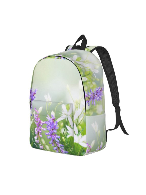 Purple Butterfly On Wild Print Canvas Backpack for School & Outdoor,Laptop Excursion Backpack,Notebook School Bookbag For Men Women,for Work, Travel, and Everyday Use-Small