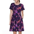 thumbnail image 1 of Honeii Purple Dreamcatcher Print Women’s Short Sleeve Dress, Comfortable Casual Dress, Soft Polyester Spandex Blend, Stylish Everyday Wear for Summer, Perfect for Travel and Vacation, 1 of 6