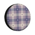 thumbnail image 1 of Honeii Purple Floral Gingham Check Plaid Print Tire Covers, Waterproof Anti-UV Sun Snow Rain Tire Covers for Trailers, RV, Camper, SUV, Truck-17 inch, 1 of 6