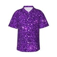thumbnail image 1 of Honeii Purple Glitter Print Men’s Hawaiian Shirt,Classic Button-Down Short Sleeve Shirt, for Beach, Vacation, and Outdoor Activities,Medium, 1 of 7