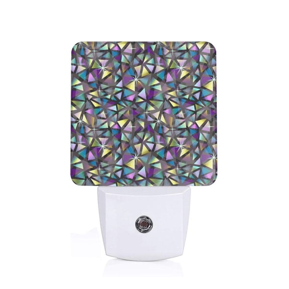 Honeii Purple-Gold Triangles Print LED Night Light with Light Sensor, Night Lights Plug Into Wall,Ideal for Bedrooms and Hallways-US