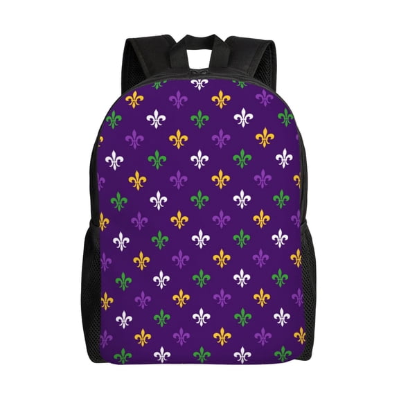 Honeii Purple Mardi Gras Print Laptop Backpack for Work, College, Travel, Daily Backpacks for Men Women, Sport Rucksack,Computer Bag
