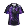 thumbnail image 1 of Honeii Purple Plant White Tiger Print Men’s Hawaiian Shirt,Classic Button-Down Short Sleeve Shirt, for Beach, Vacation, and Outdoor Activities,Small, 1 of 7