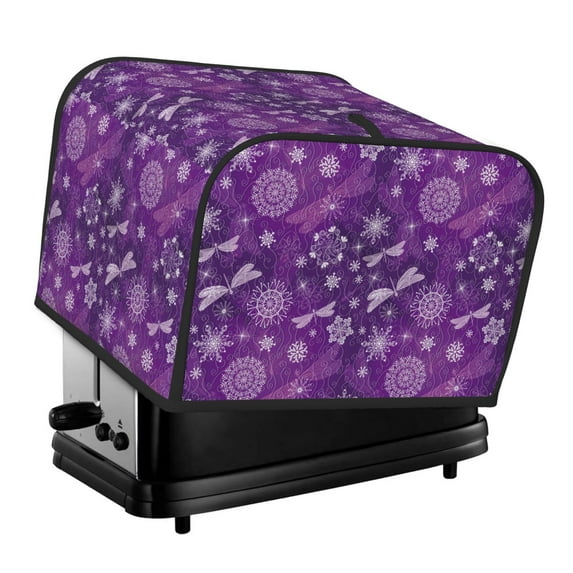 Honeii Purple Snowflakes Print 4 slice Toaster Cover, Two Slice Toaster Dust-proof Cover For Kitchen Small Appliance and Fingerprint Protection