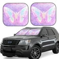 thumbnail image 1 of Honeii Purple Sparkling Butterfly Print Foldable Car Sun Shade for Windshield, 2-Piece UV Protection Shade, Protects Car Interior, Ideal for Cars, Trucks, SUVs-Large, 1 of 6
