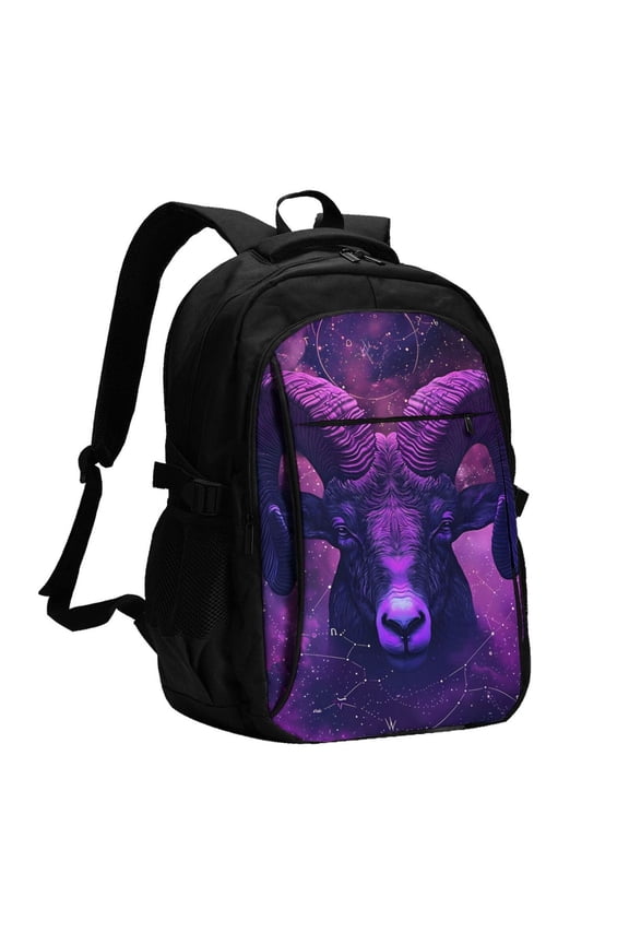 Purple Starry Sky Antelope for Travel Laptop Backpack, Business Laptops Backpack with USB Charging Port, College High School Computer Bag for Men Women