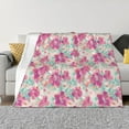 thumbnail image 1 of Honeii Purple Watercolor Flowers print throw blanket, crafted from cozy cotton flannel, offers versatile home decor as a bedding suitable for all seasons.-60"x50", 1 of 6