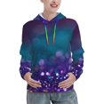 thumbnail image 1 of Honeii Purple and Green Glitter Pattern Womens Oversized Hoodies Long Sleeve Sweatshirts Pullover Fall Outfits with Pocket-Small, 1 of 7