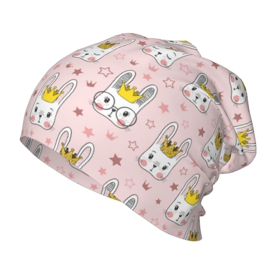 Honeii Queen For Rabbit Print Kids Knit Beanie Watch Hat ,Knit Cap for Boys and Girls