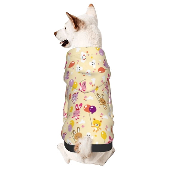 Honeii Rabbit And Balloon Print Small Dog Hoodies Pet Hooded Sweatshirts Fall Winter Puppy Cat Sweaters Warm Clothes for Small Dogs Outfits Costume-X-Small