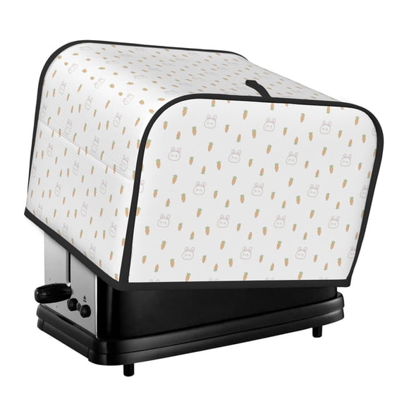Honeii Rabbit And Carrot Print 4 slice Toaster Cover, Two Slice Toaster Dust-proof Cover For Kitchen Small Appliance and Fingerprint Protection