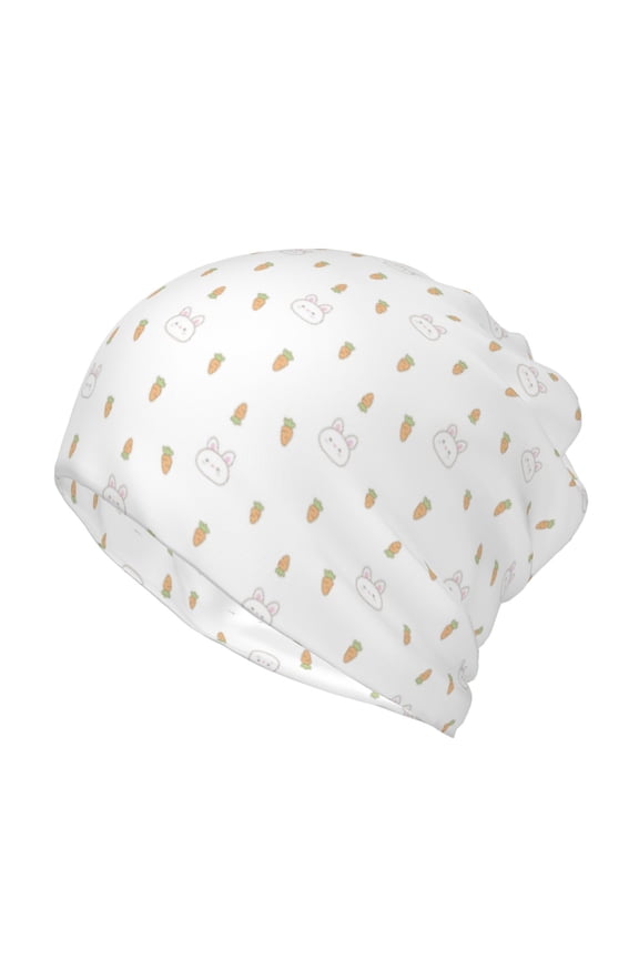 Rabbit And Carrot Print Winter Beanie Daily Hat - Thermal Polar Fleece Ski Running Hat Skull Cap for Men and Women,Beanie