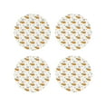 thumbnail image 1 of Honeii Rabbit And Carrot print Leather Coaster Set of 4, ideal for safeguarding your furniture from drinks spills and effortless cleanup-Round Shape, 1 of 6