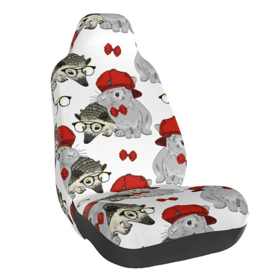 Honeii Rabbit And Hedgehog Print Car Seat Cover,Car Interior Covers,Universal Fit Seat Protector, Compatible with Most Cars, SUVs, Trucks, and Vans