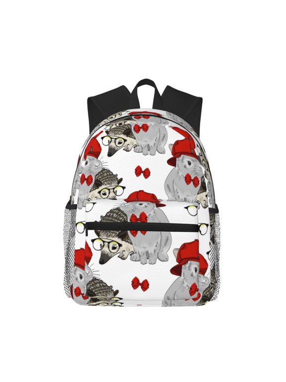 Rabbit And Hedgehog Print School Backpack,Casual Lightweight Travel Rucksack Daypack,Backpacks for College High